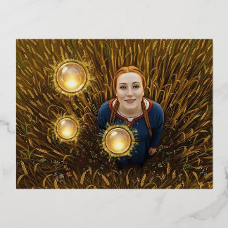 12th Century Light Orb Foil Holiday Postcard