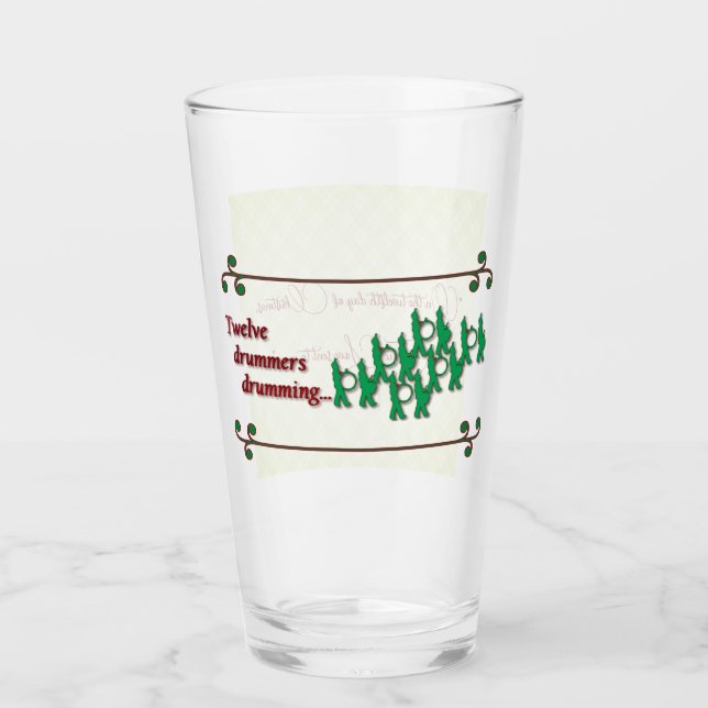 12th Day of Christmas-Twelve Drummers Drumming Glass (Front)