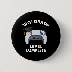 12th Grade Level Complete Graduation Gamer Boys Sc 6 Cm Round Badge