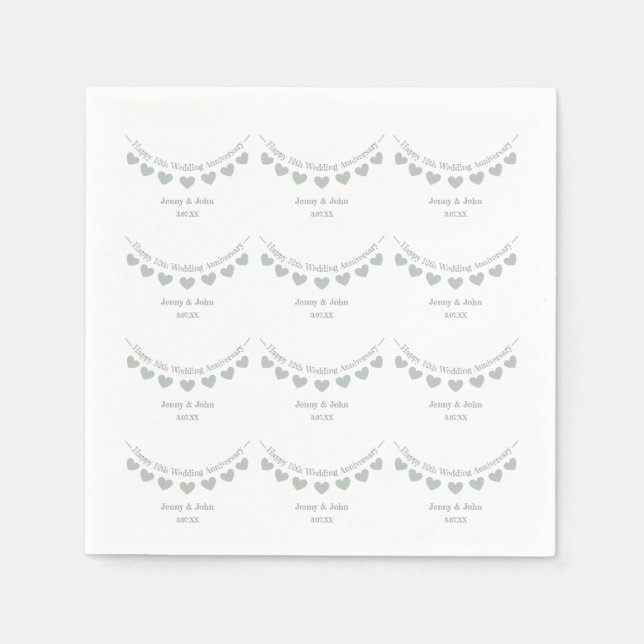 12th silk wedding anniversary bunting design napkin (Front)