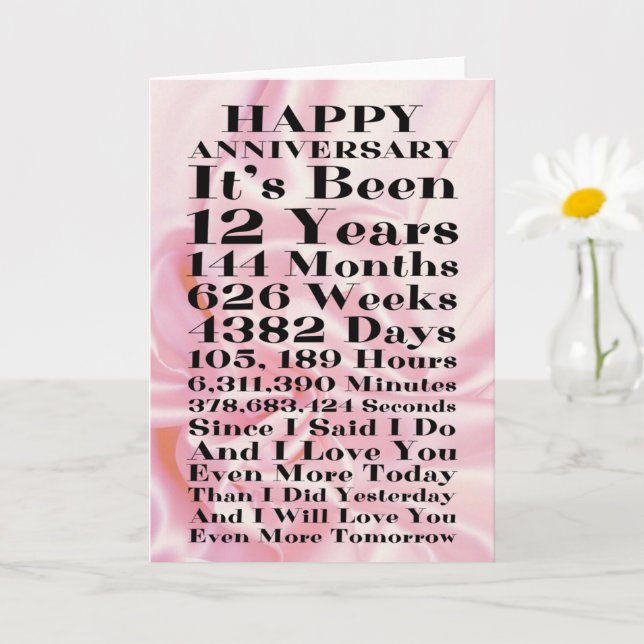 12th Silk Wedding Anniversary Card (Small Plant)