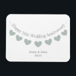 12th silk wedding anniversary gift magnet<br><div class="desc">12th silk wedding anniversary gift magnet with green heart bunting.
A pretty gift for a husband and wife who are celebrating twelve years of marriage.
Names of the couple and their wedding dates and bunting message shown can be personalized.</div>