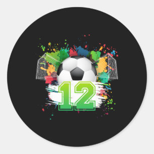 12th Soccer Birthday Party 12 Year Old Soccer Play Classic Round Sticker