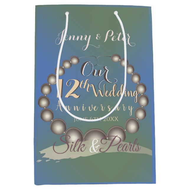 12th Wedding Anniversary Black Pearls    Medium Gift Bag (Front)