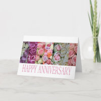 12th Wedding Anniversary Card pastel roses