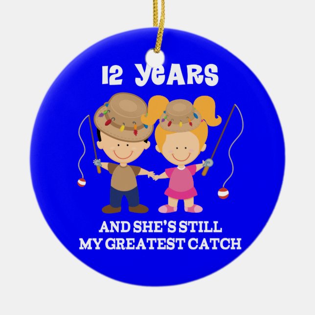 12th Wedding Anniversary Funny Gift For Him Ceramic Tree Decoration (Front)