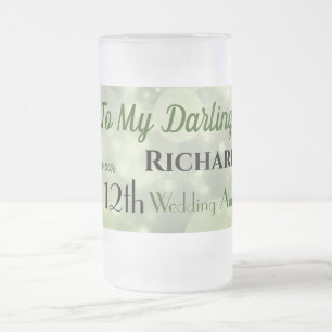 12th Wedding Anniversary Husband Frosted Glass Beer Mug