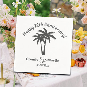 12th Wedding Anniversary Palm Trees Napkin