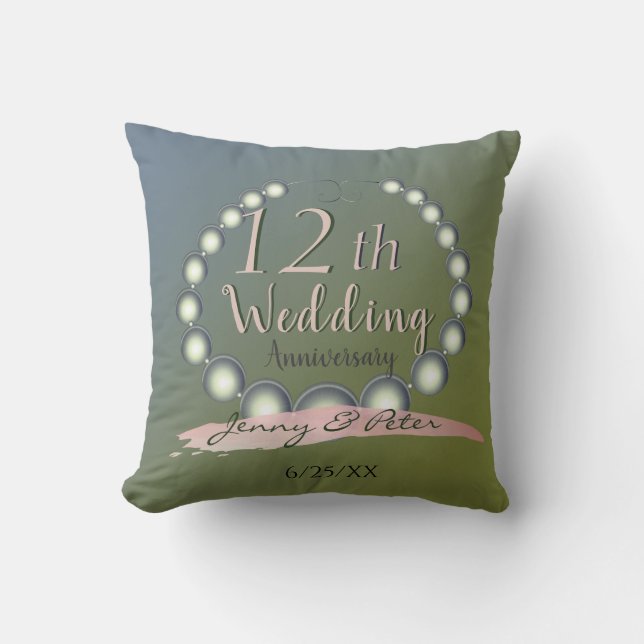 12th Wedding Anniversary Pearls Cushion (Front)