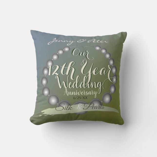 12th Wedding Anniversary Pearls Cushion (Front)