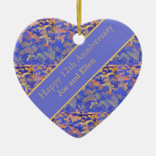 12th Wedding Anniversary, Silk Anniversary Ceramic Tree Decoration