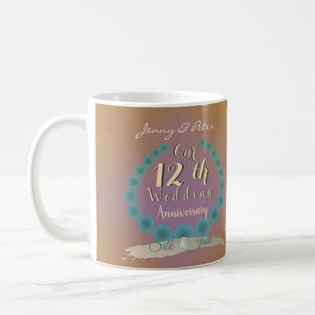 12th Wedding Anniversary Silk & Jade Coffee Mug (Left)