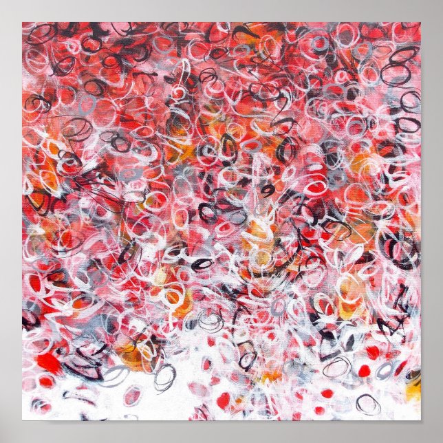 12x12 Abstract Red Black White Modern Art Print (Front)