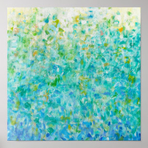 12x12 Abstract Turquoise Blue Light Yellow Print