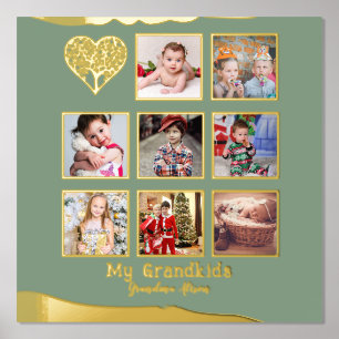 12x12 Photo Collage Gold Foil Sage Olive Green Foil Prints