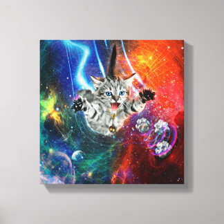 12x12 Psychedelic space Kitty Cat on canvas. Canvas Print