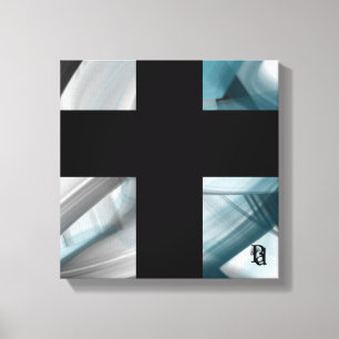 12x12" Trend Abstract Art Canvas Black White Blue Print