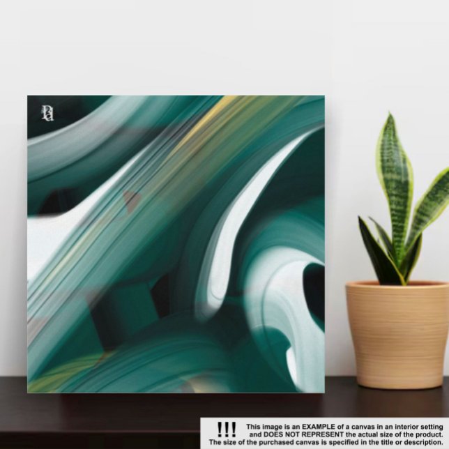 12x12" Trend Abstract Art Canvas Black White Green (Creator Uploaded)