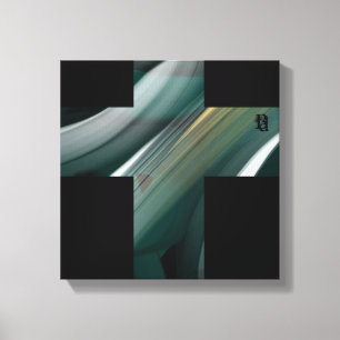 12x12" Trend Abstract Art Canvas Black White Green Print