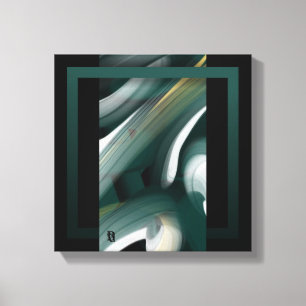 12x12" Trend Abstract Art Canvas Black White Green Print