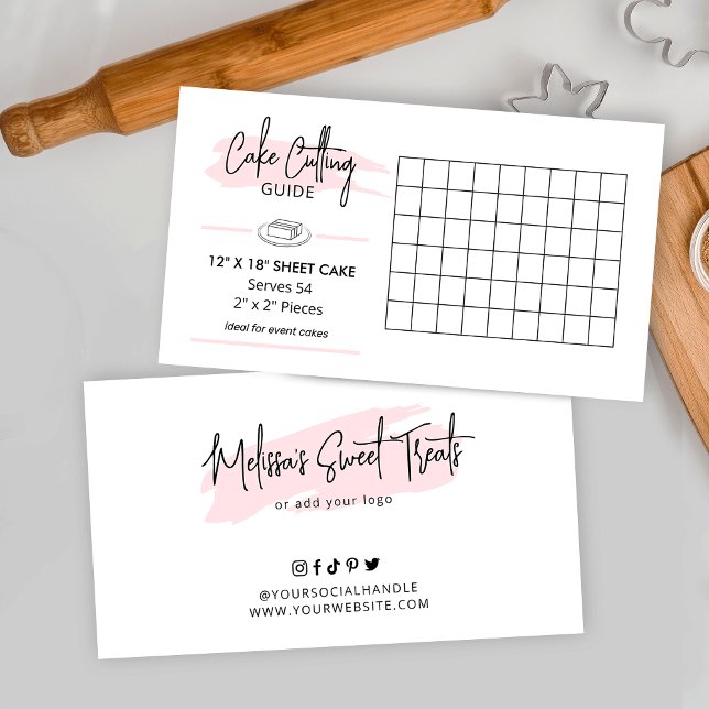 12x18" Party Cake Cutting Guide 2x2 Servings Enclosure Card (12 x 18 inch rectangle cake cutting instructions for event cakes)