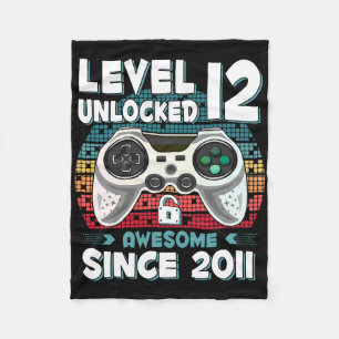 12yr Bday Son Boy Funny Gamer 12th 12 Year Old Bir Fleece Blanket