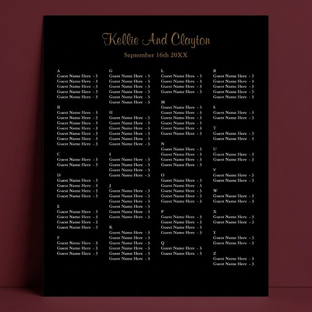 130 Simple Black Wedding Seating Chart (Creator Uploaded)