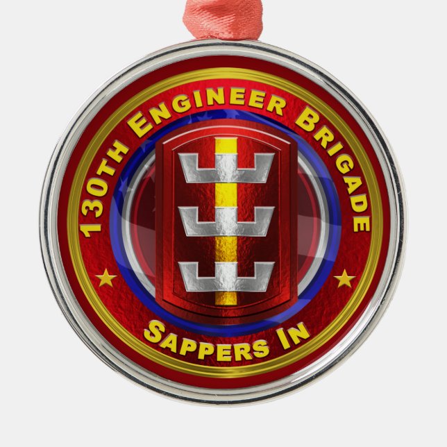 130TH ENGINEER BRIGADE Christmas   Metal Tree Decoration (Front)