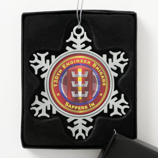 130TH ENGINEER BRIGADE   SNOWFLAKE PEWTER CHRISTMAS ORNAMENT (Box)