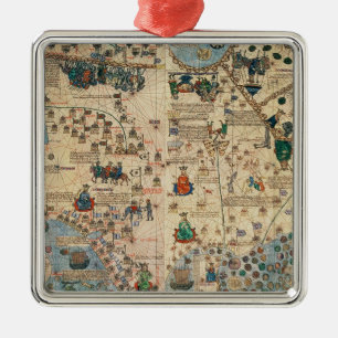 131-0058260/1 Catalan Atlas: Detail of Asia, by Ja Metal Tree Decoration