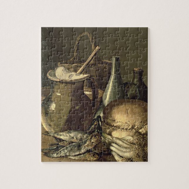 131-0058519/1 Still Life with Fish, Leeks and Brea Jigsaw Puzzle (Vertical)