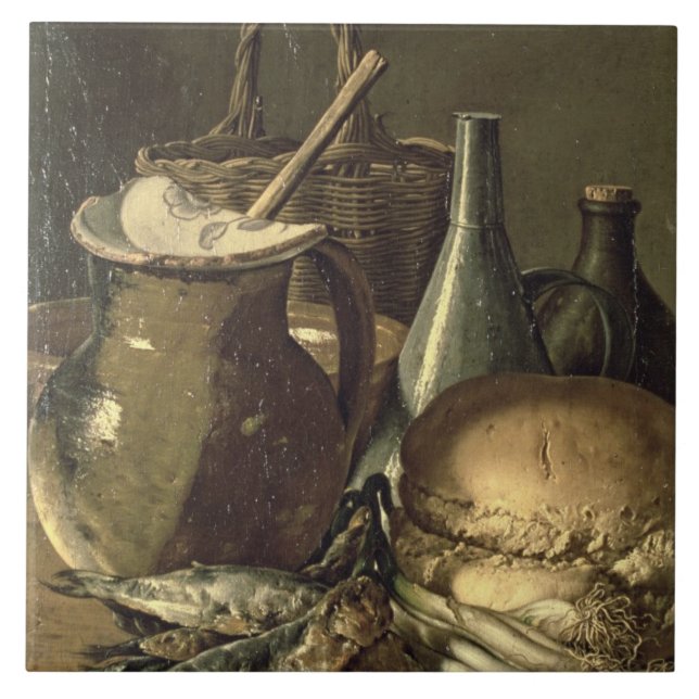 131-0058519/1 Still Life with Fish, Leeks and Brea Tile (Front)