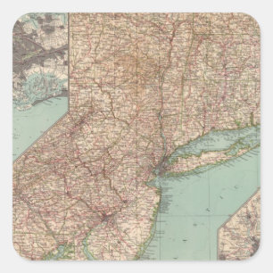 13233 Mass, Conn, RI, NJ, Del, Md Square Sticker