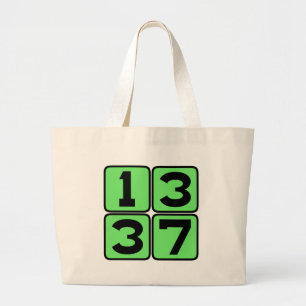 1337 Leet Leetspeak Eleet Internet Meme Slang Large Tote Bag