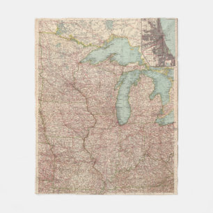 13435 Mich, Wis, Minn, Ia, Mo, Ill, Ind, Ky Fleece Blanket