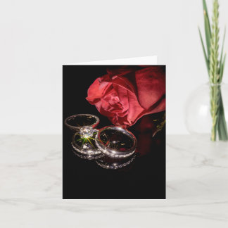 1362-Red Rose with Wedding Rings Invitation