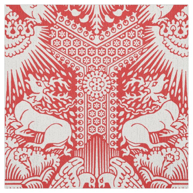 1390 Damask with Deer and Hawks Fabric (Swatch)