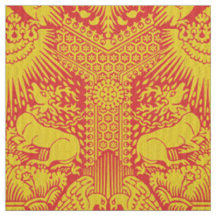1390 Damask with Deer and Hawks Fabric