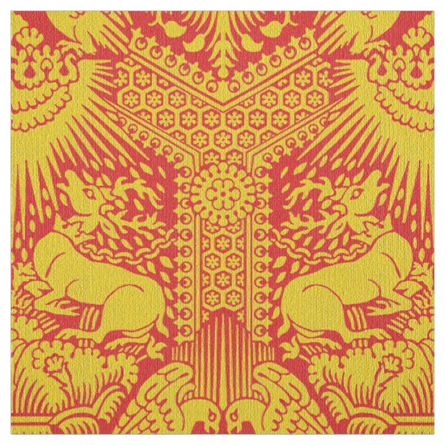 1390 Damask with Deer and Hawks Fabric (Swatch)