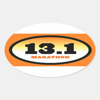 13.1 Half Marathon Black and Orange Oval Sticker