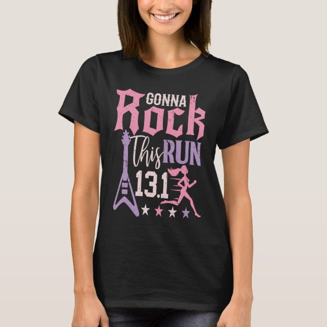 13 1 Half Marathon  Women Runner Rock Running Athl T-Shirt (Front)