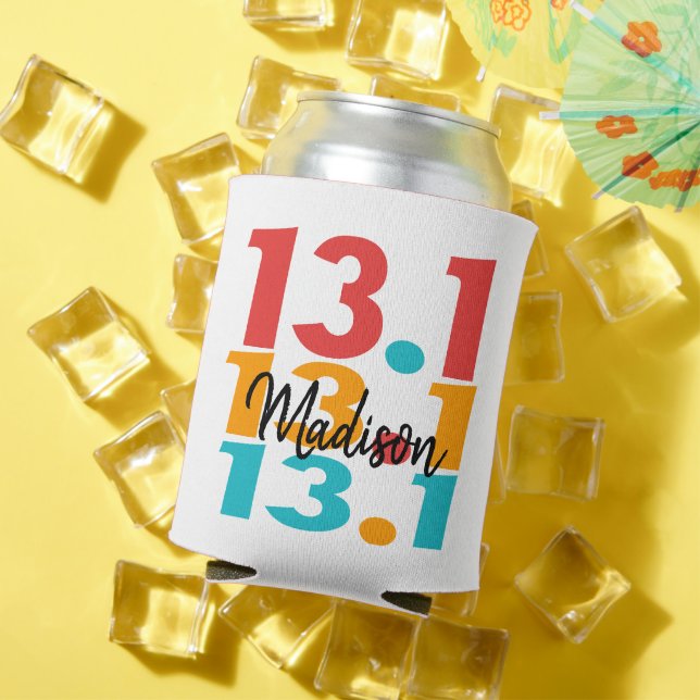 13.1 Personalised Half-Marathon Runner colourful Can Cooler (In Situ Summer)