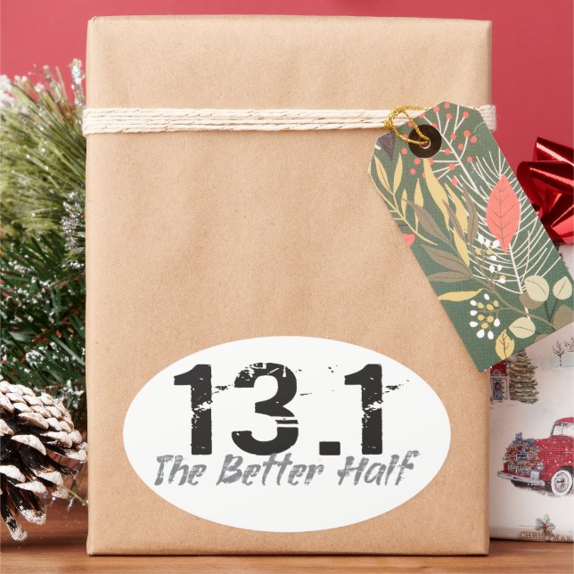 13.1 The Better Half - Half Marathon Runner Oval Sticker (Holiday)
