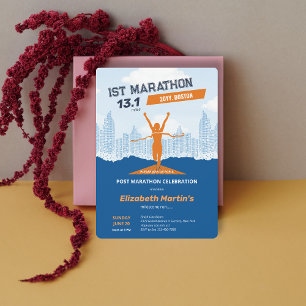 13.1miles 1ST Marathon-Post Marathon Party Invitation