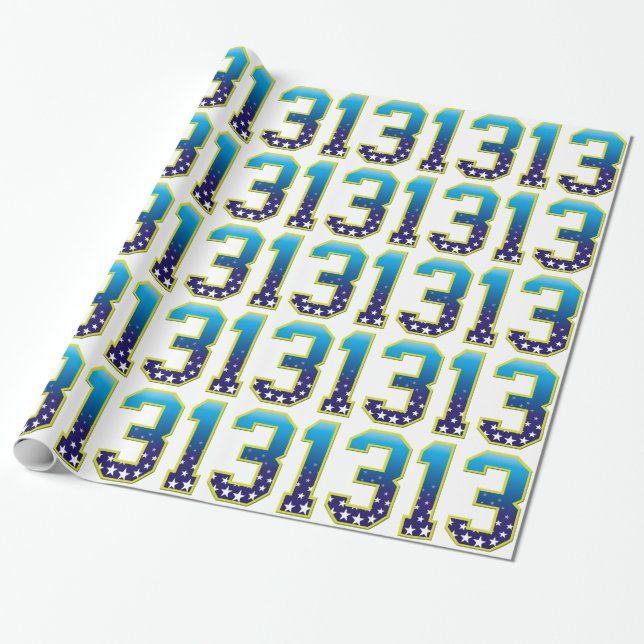 13 Age Star Wrapping Paper (Unrolled)