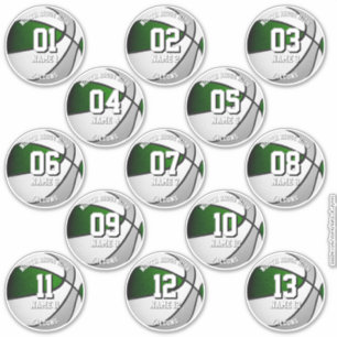 13 basketball sticker set green gray team colors 
