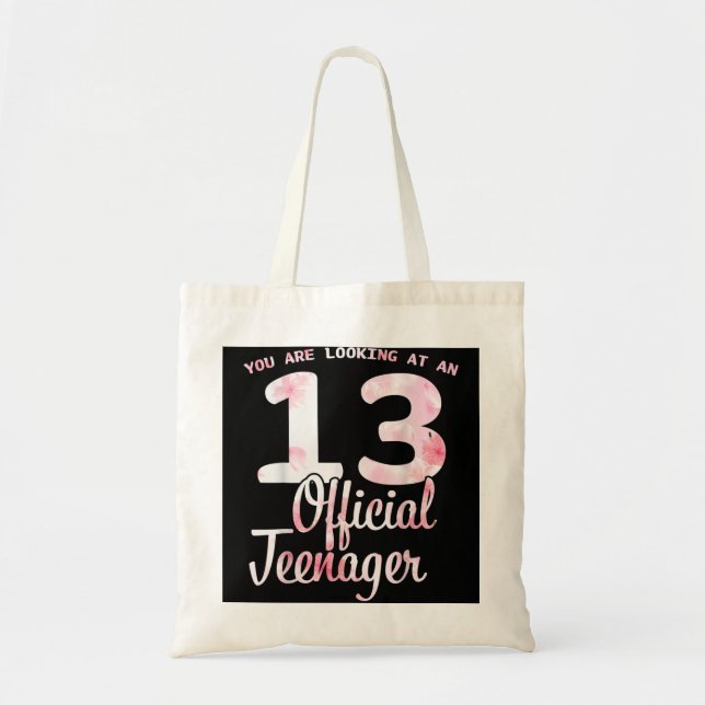 13 Birthday Official Teenager Girl 13yr Math 13th  Tote Bag (Front)