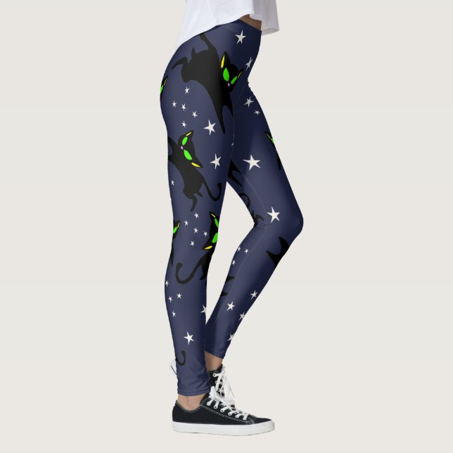 13 Black Kitties Twinkle Twinkle - Night Time Leggings (Right)
