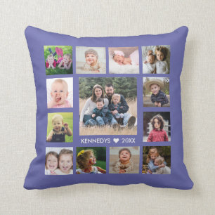 13 Family Photo Collage Create Your Own Periwinkle Cushion
