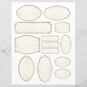 13 French Labels Vintage Parchment for Jars 